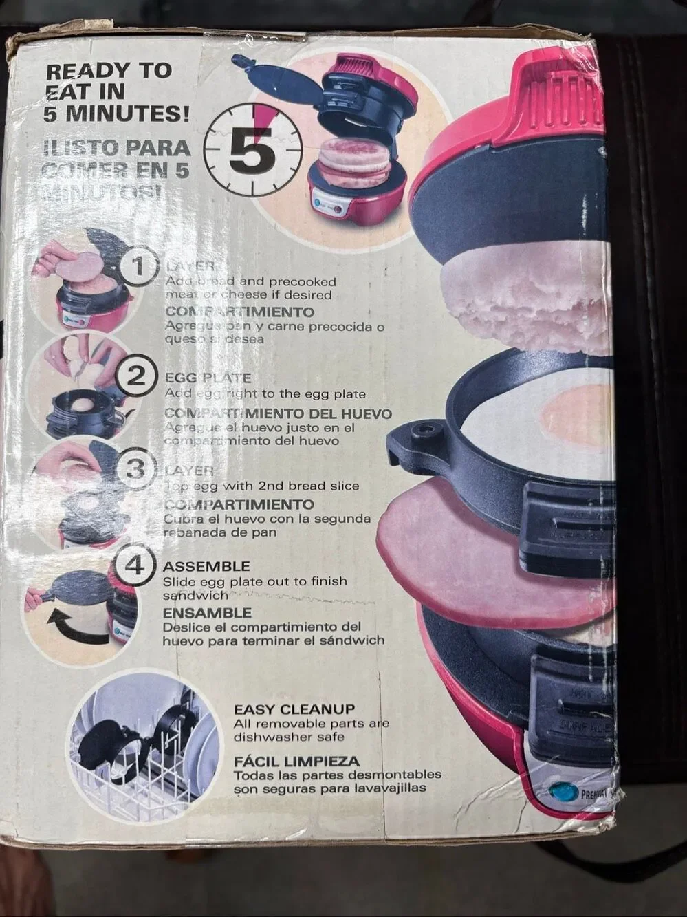 New in Box Hamilton Beach Breakfast Sandwich Maker Egg English Muffin Cooker in